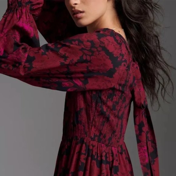 Anthropologie Let Me Be Sharlene Midi Floral Tiered Dress 4 - Picture 2 of 12